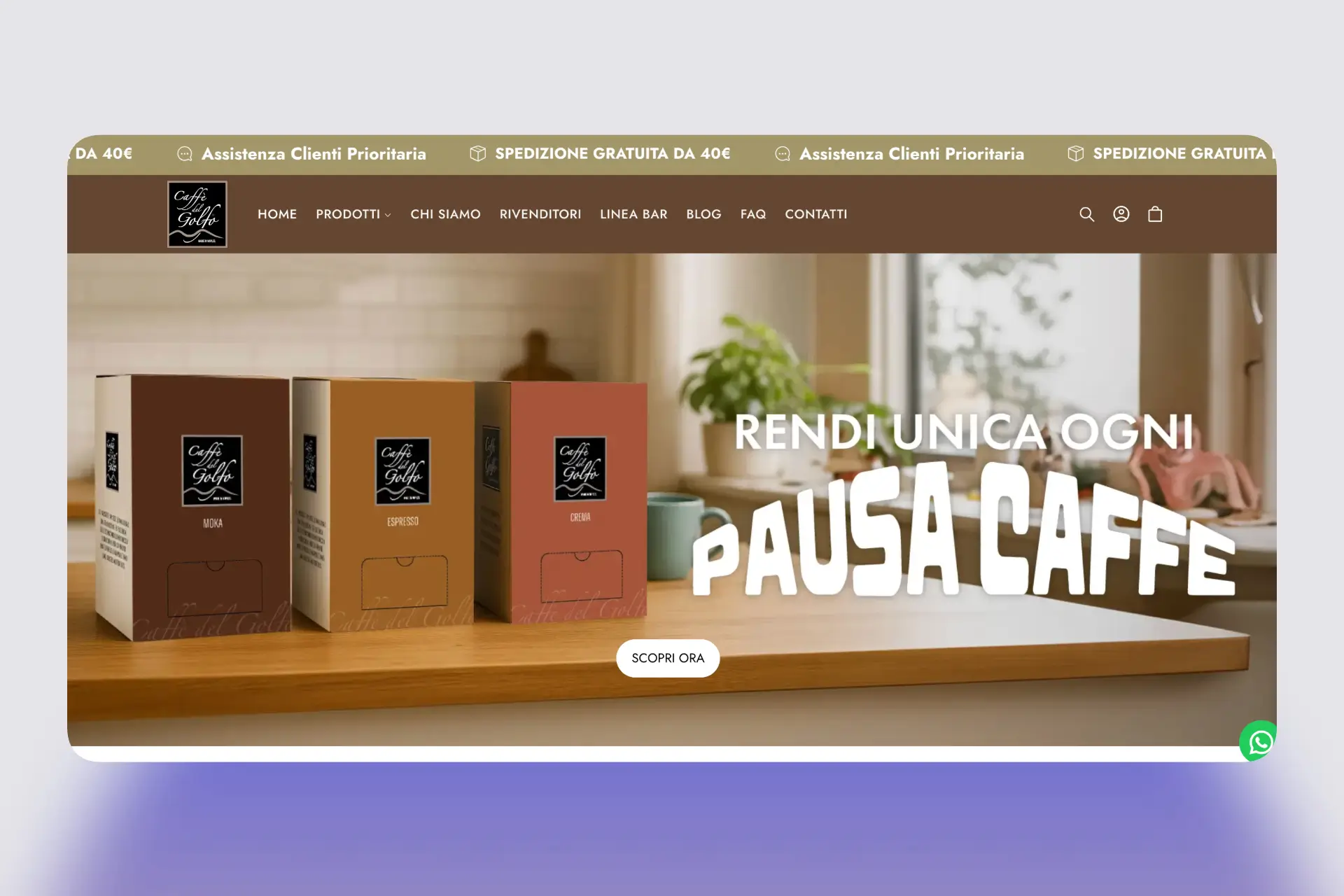 Homepage Shopify Caffè del Golfo