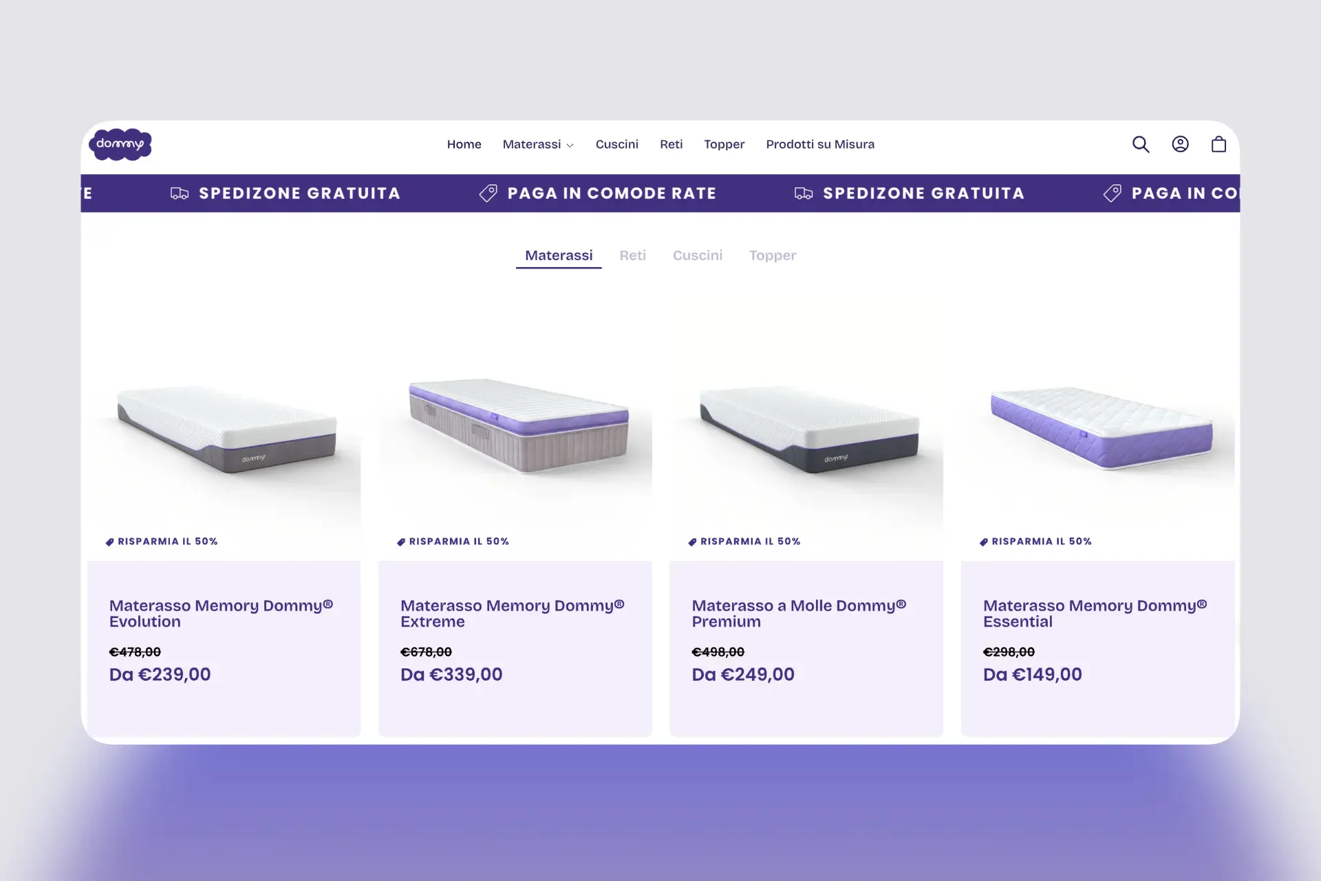 Homepage eCommerce Dommy