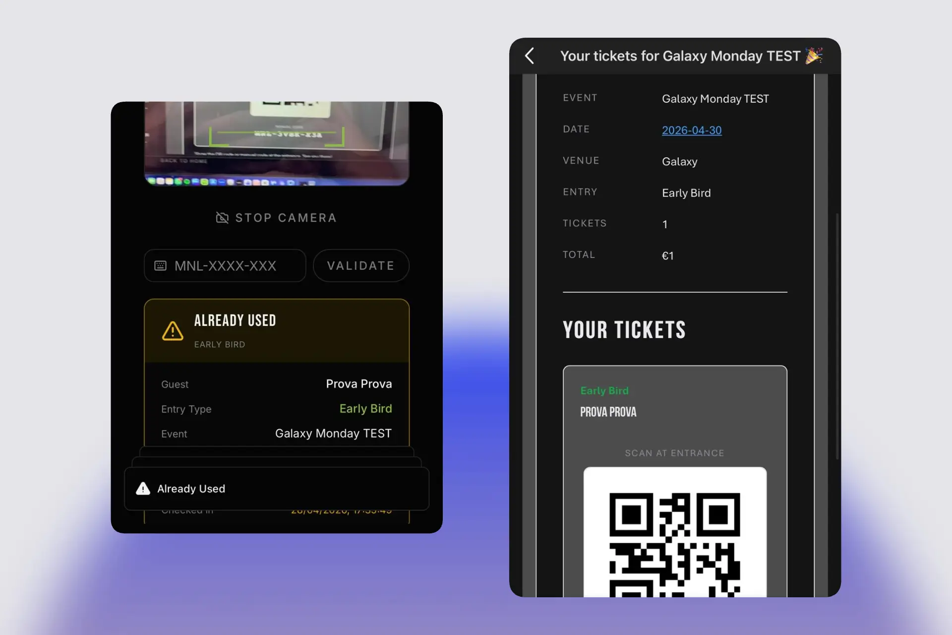 Escaneo QR en accesos