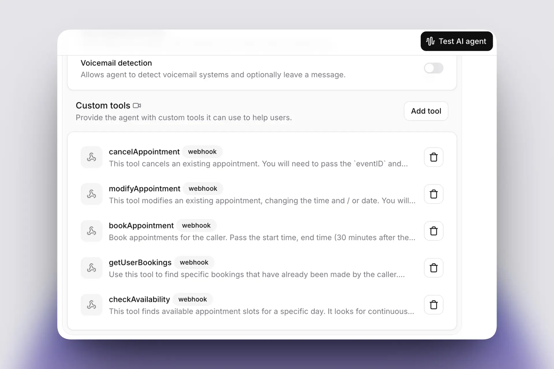 Tools personalizadas del agente: reservas, modificaciones y cancelaciones